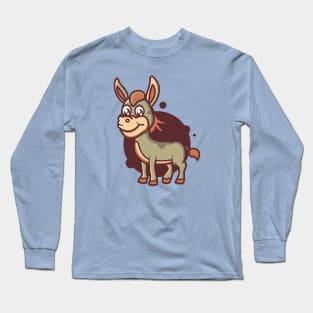 cute smiling donkey standing design Long Sleeve T-Shirt